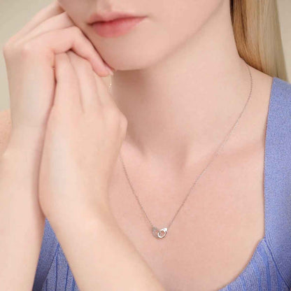 M by Monte Luna 1/10 ct. tw. Lab-Grown Diamond Handcuff Necklace in Rhodium Plated Sterling Silver front view