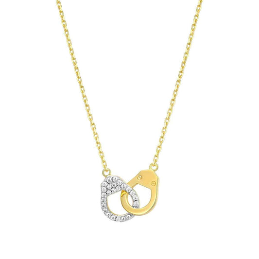 M by Monte Luna 1/10 ct. tw. Lab-Grown Diamond Handcuff Necklace in 14K Yellow Gold Plated Sterling Silver