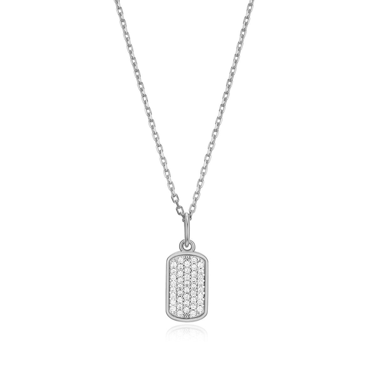 M by Monte Luna 1/8 ct. tw. Lab-Grown Diamond Hex Tag Pendant in Rhodium Plated Sterling Silver