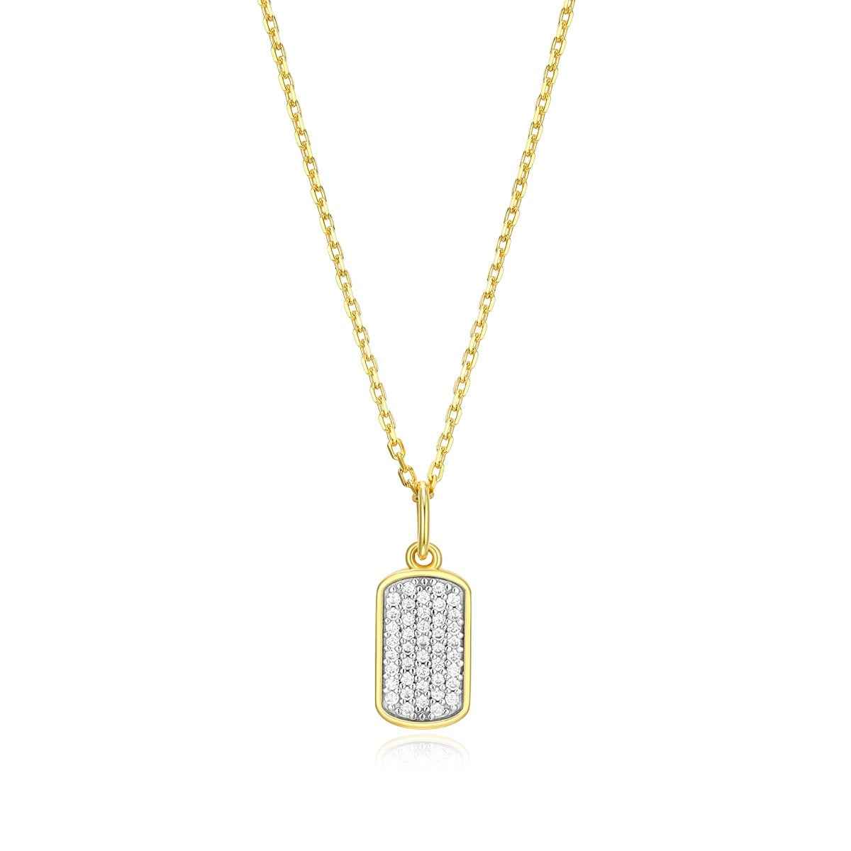 M by Monte Luna 1/8 ct. tw. Lab-Grown Diamond Hex Tag Pendant in 14K Yellow Gold Plated Sterling Silver