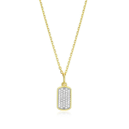 M by Monte Luna 1/8 ct. tw. Lab-Grown Diamond Hex Tag Pendant in 14K Yellow Gold Plated Sterling Silver