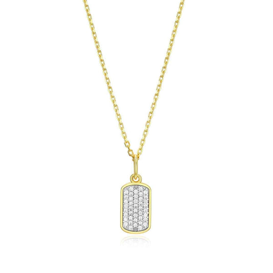 M by Monte Luna 1/8 ct. tw. Lab-Grown Diamond Hex Tag Pendant in 14K Yellow Gold Plated Sterling Silver