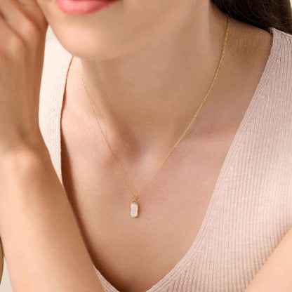 M by Monte Luna 1/8 ct. tw. Lab-Grown Diamond Hex Tag Pendant in 14K Yellow Gold Plated Sterling Silver front view