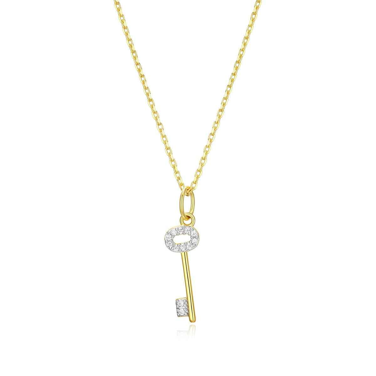 M by Monte Luna Lab-Grown Diamond Accent Skeleton Key Pendant in 14K Yellow Gold Plated Sterling Silver