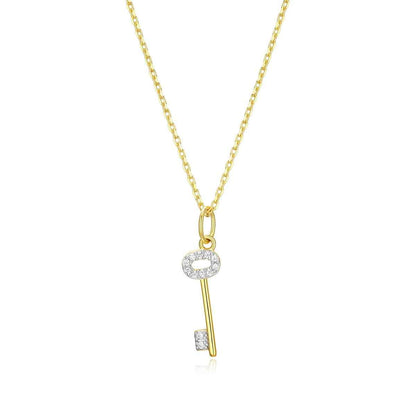 M by Monte Luna Lab-Grown Diamond Accent Skeleton Key Pendant in 14K Yellow Gold Plated Sterling Silver