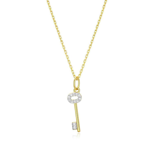 M by Monte Luna Lab-Grown Diamond Accent Skeleton Key Pendant in 14K Yellow Gold Plated Sterling Silver