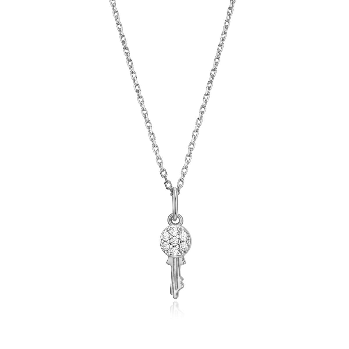 M by Monte Luna Lab-Grown Diamond Accent Latchkey Pendant in Rhodium Plated Sterling Silver