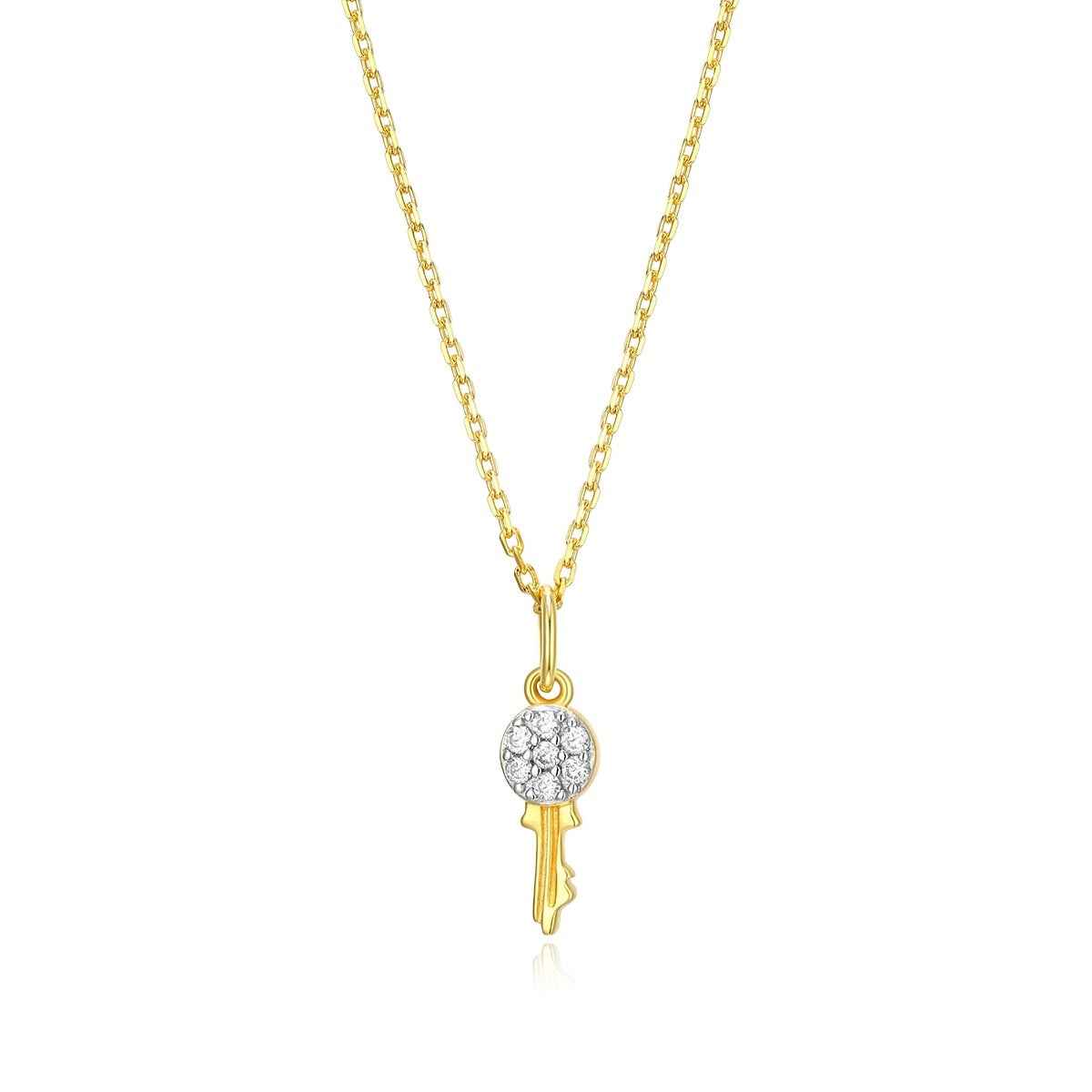 M by Monte Luna Lab-Grown Diamond Accent Latchkey Pendant in 14K Yellow Gold Plated Sterling Silver