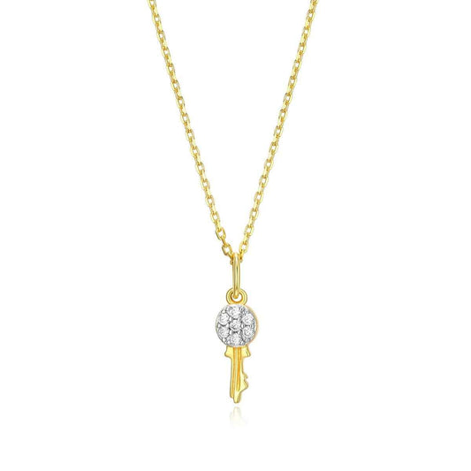 M by Monte Luna Lab-Grown Diamond Accent Latchkey Pendant in 14K Yellow Gold Plated Sterling Silver