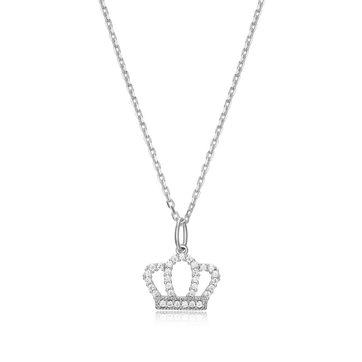 M by Monte Luna 1/6 ct. tw. Lab-Grown Diamond Crown Pendant in Rhodium Plated Sterling Silver