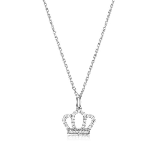 M by Monte Luna 1/6 ct. tw. Lab-Grown Diamond Crown Pendant in Rhodium Plated Sterling Silver