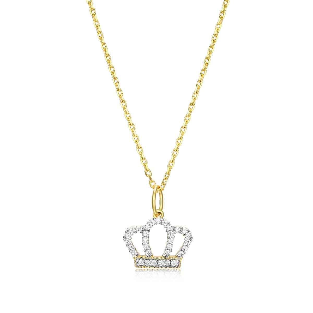M by Monte Luna 1/6 ct. tw. Lab-Grown Diamond Crown Pendant in 14K Yellow Gold Plated Sterling Silver