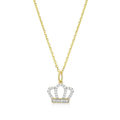M by Monte Luna 1/6 ct. tw. Lab-Grown Diamond Crown Pendant in 14K Yellow Gold Plated Sterling Silver