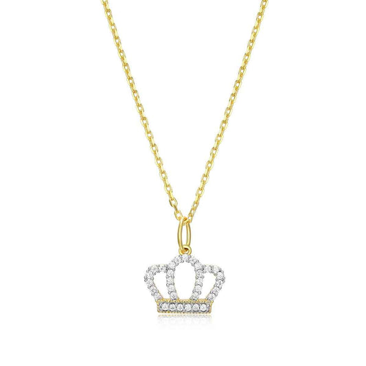 M by Monte Luna 1/6 ct. tw. Lab-Grown Diamond Crown Pendant in 14K Yellow Gold Plated Sterling Silver
