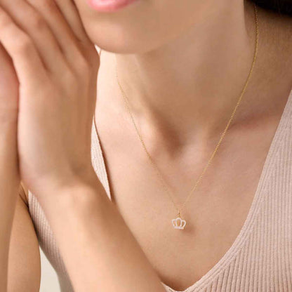 M by Monte Luna 1/6 ct. tw. Lab-Grown Diamond Crown Pendant in 14K Yellow Gold Plated Sterling Silver front view