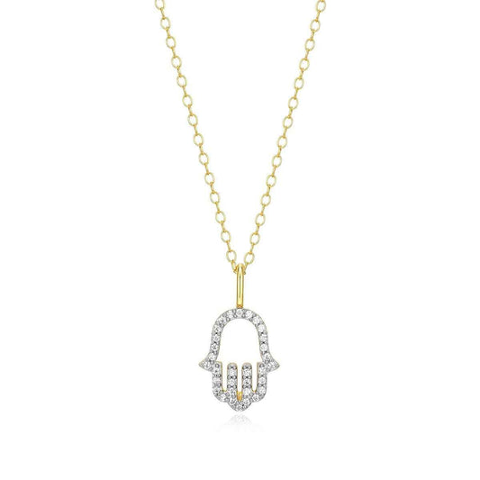 M by Monte Luna 1/10 ct. tw. Lab-Grown Diamond Hamsa Pendant in 14K Yellow Gold Plated Sterling Silver