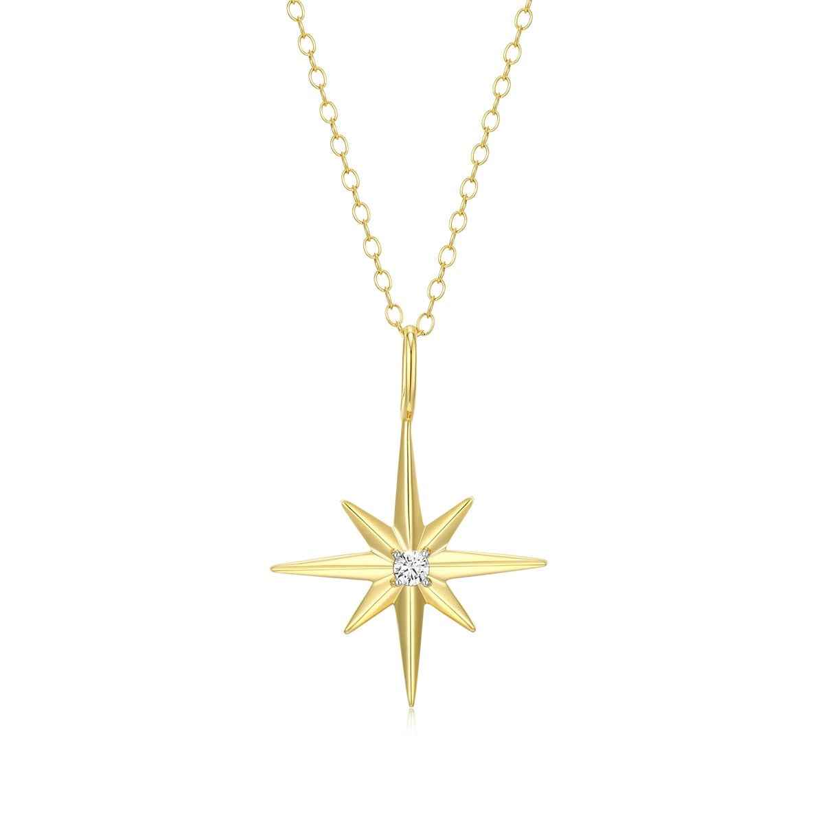 M by Monte Luna Lab-Grown Diamond Accent North Star Pendant in 14K Yellow Gold Plated Sterling Silver