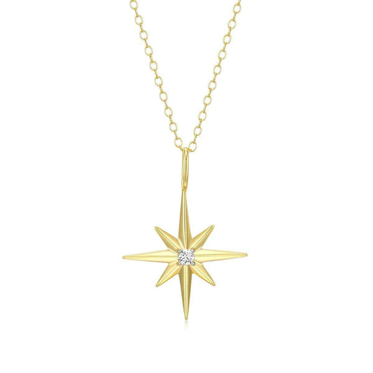 M by Monte Luna Lab-Grown Diamond Accent North Star Pendant in 14K Yellow Gold Plated Sterling Silver