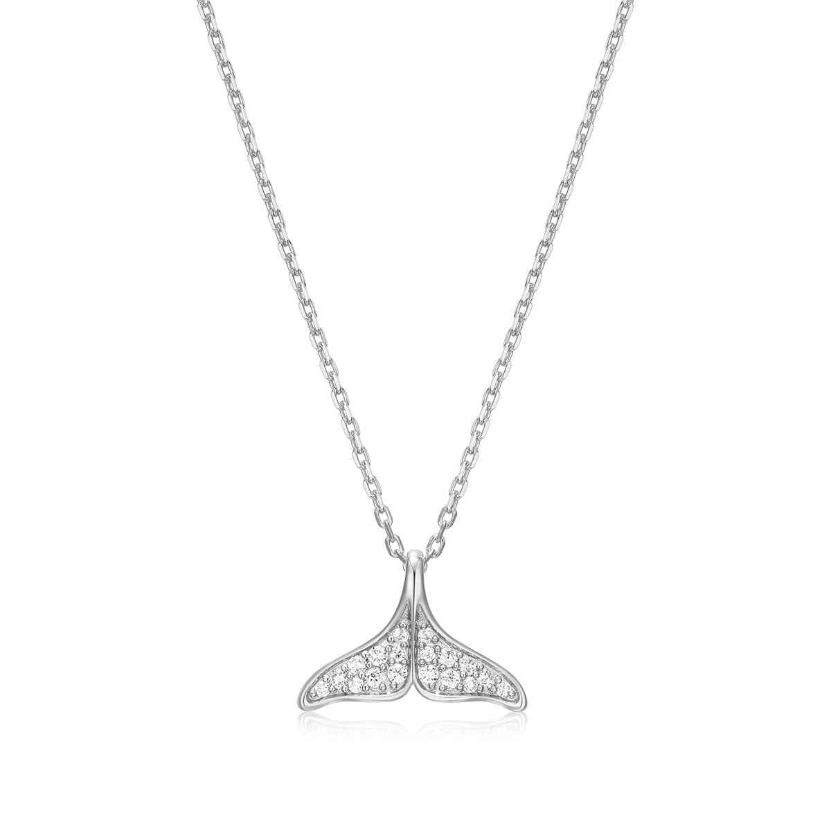 M by Monte Luna 1/8 ct. tw. Lab-Grown Diamond Whale Tale Pendant in Rhodium Plated Sterling Silver