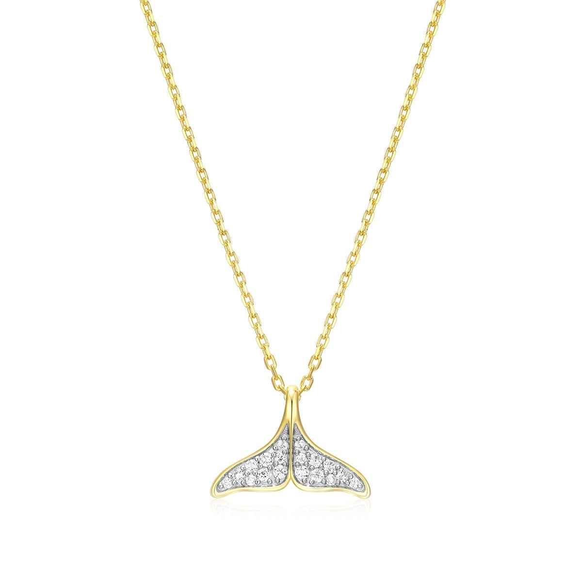 M by Monte Luna 1/8 ct. tw. Lab-Grown Diamond Whale Tale Pendant in 14K Yellow Gold Plated Sterling Silver
