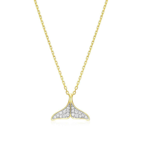 M by Monte Luna 1/8 ct. tw. Lab-Grown Diamond Whale Tale Pendant in 14K Yellow Gold Plated Sterling Silver