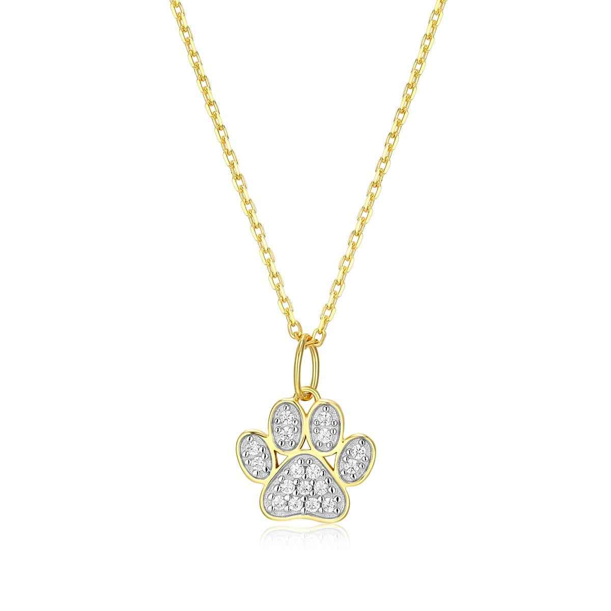 M by Monte Luna 1/10 ct. tw. Lab-Grown Diamond Paw Print Pendant in 14K Yellow Gold Plated Sterling Silver