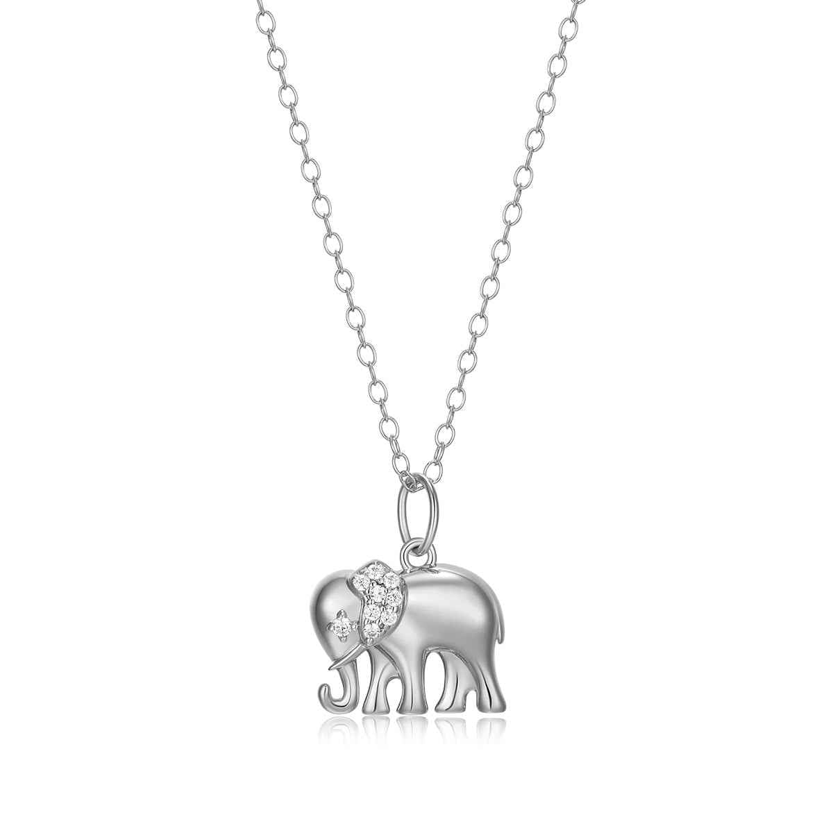 M by Monte Luna Lab-Grown Diamond Accent Elephant Pendant in Rhodium Plated Sterling Silver