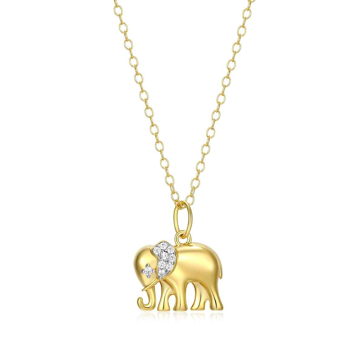 M by Monte Luna Lab-Grown Diamond Accent Elephant Pendant in 14K Yellow Gold Plated Sterling Silver