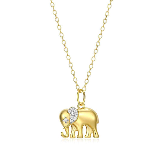 M by Monte Luna Lab-Grown Diamond Accent Elephant Pendant in 14K Yellow Gold Plated Sterling Silver