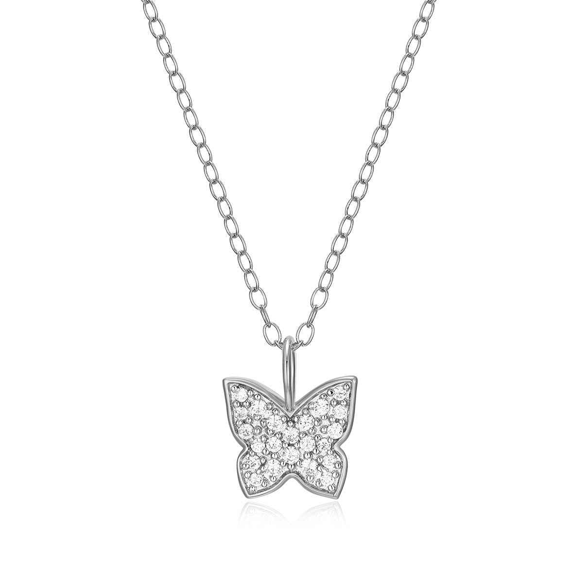 M by Monte Luna 1/10 ct. tw. Lab-Grown Diamond Pave Butterfly Earrings in Rhodium Gold Plated Sterling Silver