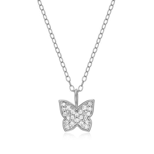 M by Monte Luna 1/10 ct. tw. Lab-Grown Diamond Pave Butterfly Earrings in Rhodium Gold Plated Sterling Silver