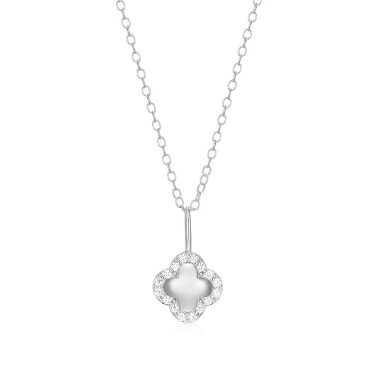 M by Monte Luna 1/10 ct. tw. Lab-Grown Diamond Clover Pendant in Rhodium Plated Sterling Silver