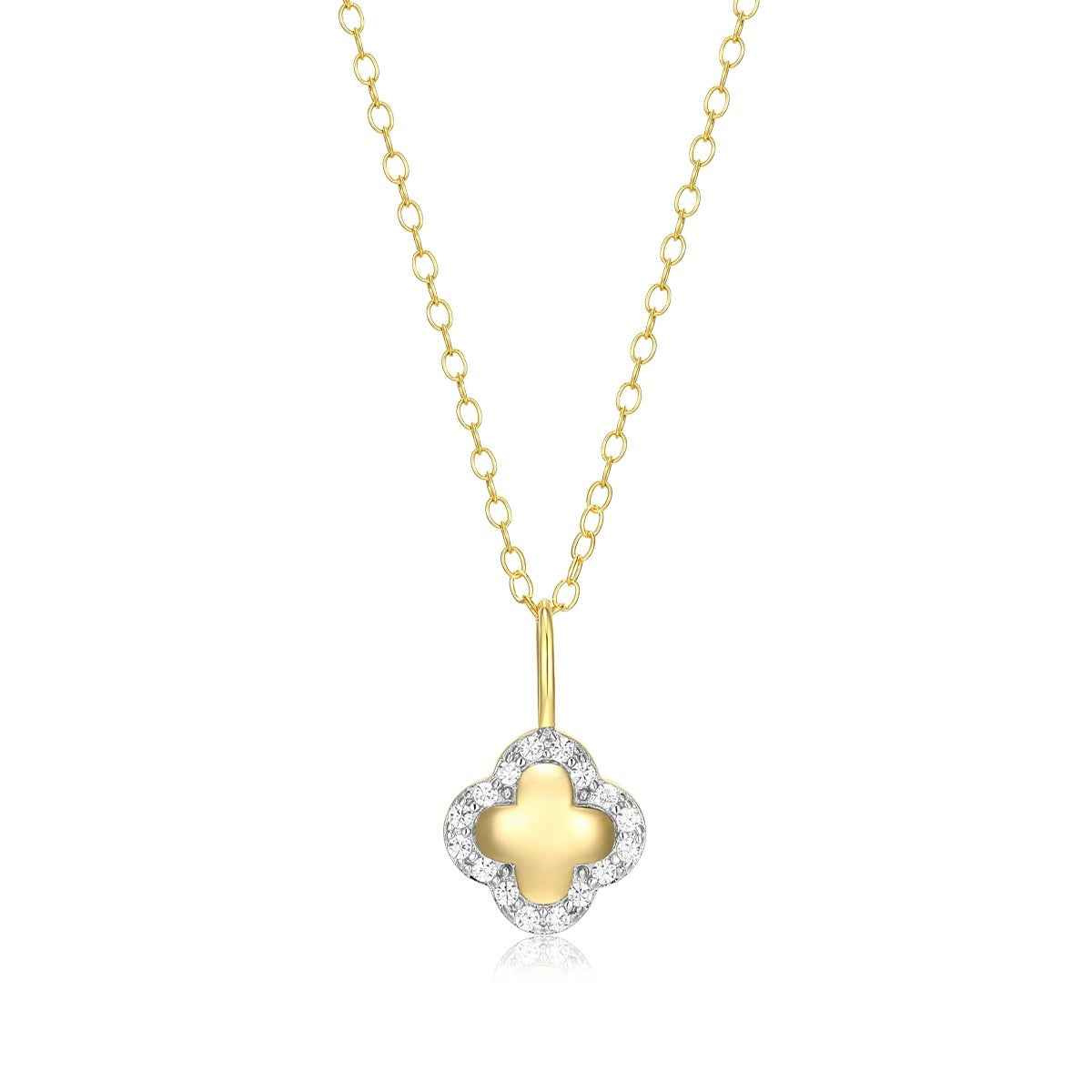M by Monte Luna 1/10 ct. tw. Lab-Grown Diamond Clover Pendant in 14K Yellow Gold Plated Sterling Silver