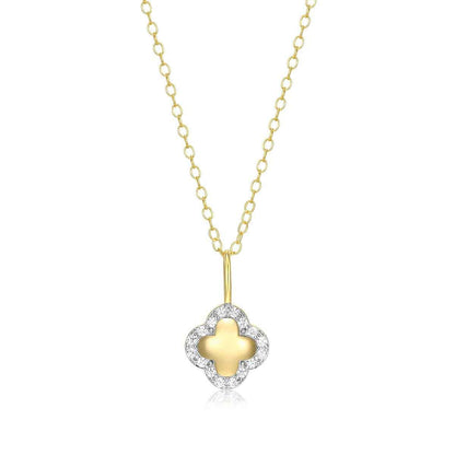 M by Monte Luna 1/10 ct. tw. Lab-Grown Diamond Clover Pendant in 14K Yellow Gold Plated Sterling Silver
