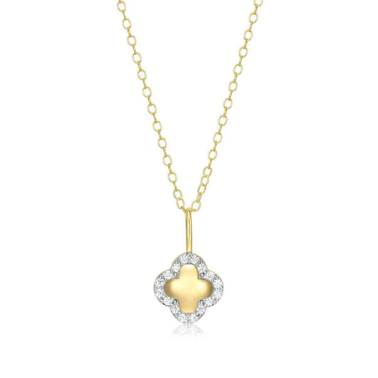 M by Monte Luna 1/10 ct. tw. Lab-Grown Diamond Clover Pendant in 14K Yellow Gold Plated Sterling Silver