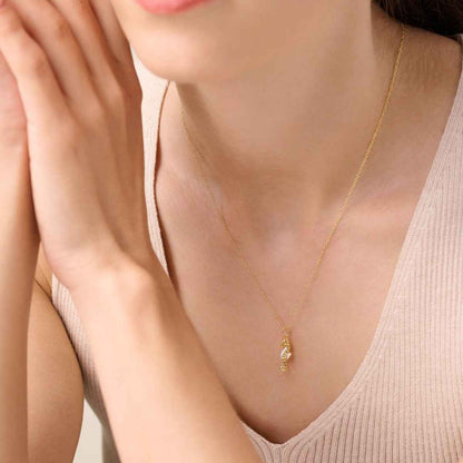 M by Monte Luna Lab-Grown Diamond Accent Seahorse Pendant in 14K Yellow Gold Plated Sterling Silver front view