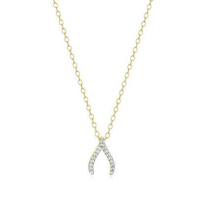 M by Monte Luna Lab-Grown Diamond Accent Wishbone Pendant in 14K Yellow Gold Plated Sterling Silver