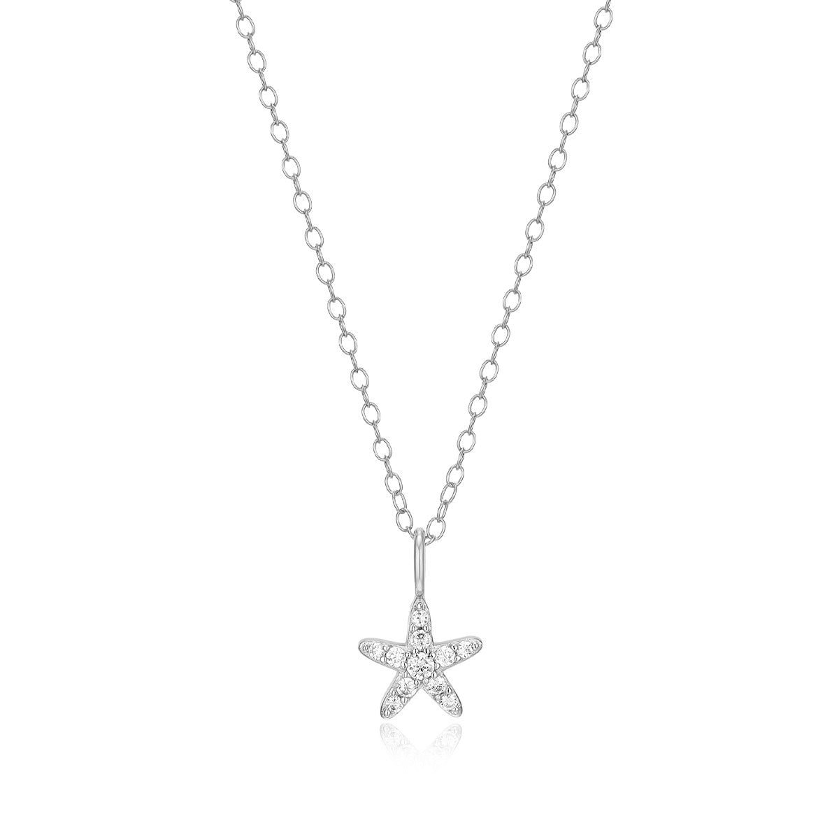 M by Monte Luna 1/10 ct. tw. Lab-Grown Diamond Starfish Pendant in Rhodium Plated Sterling Silver