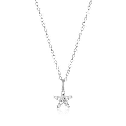 M by Monte Luna 1/10 ct. tw. Lab-Grown Diamond Starfish Pendant in Rhodium Plated Sterling Silver