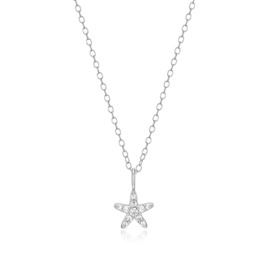 M by Monte Luna 1/10 ct. tw. Lab-Grown Diamond Starfish Pendant in Rhodium Plated Sterling Silver