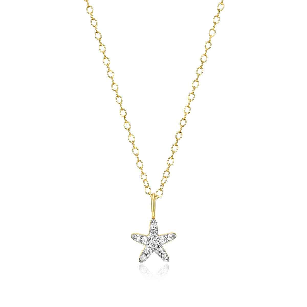 M by Monte Luna 1/10 ct. tw. Lab-Grown Diamond Starfish Pendant in 14K Yellow Gold Plated Sterling Silver