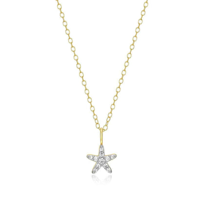 M by Monte Luna 1/10 ct. tw. Lab-Grown Diamond Starfish Pendant in 14K Yellow Gold Plated Sterling Silver