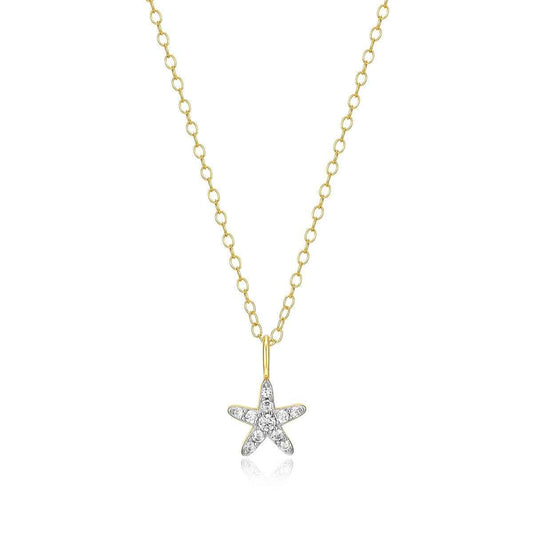 M by Monte Luna 1/10 ct. tw. Lab-Grown Diamond Starfish Pendant in 14K Yellow Gold Plated Sterling Silver