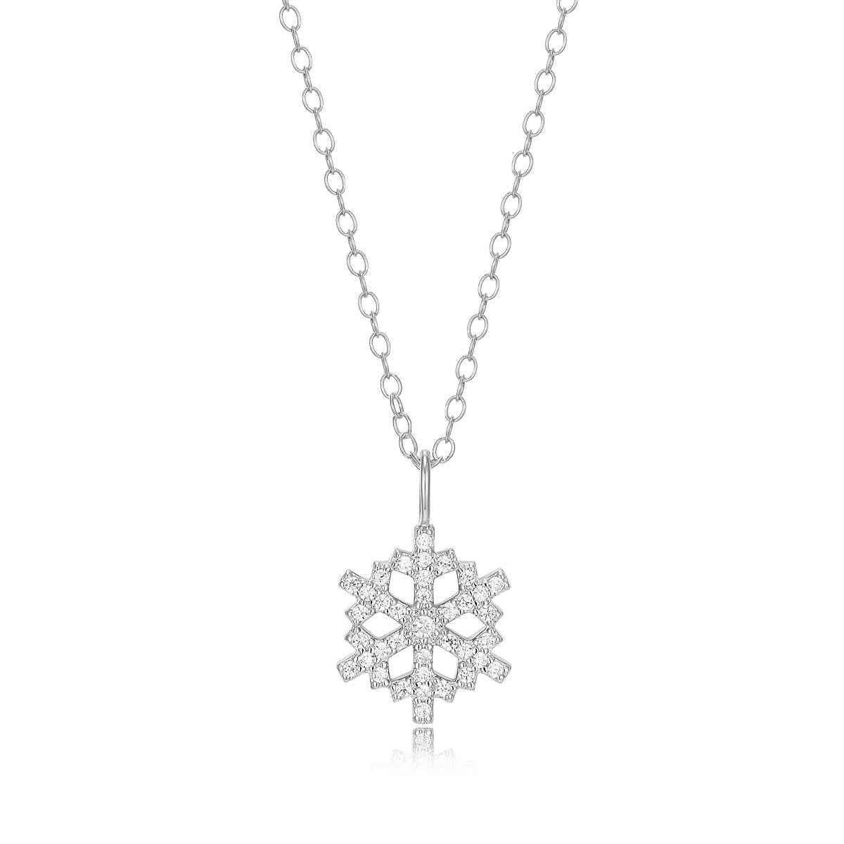 M by Monte Luna 1/8 ct. tw. Lab-Grown Diamond Snowflake Pendant in Rhodium Plated Sterling Silver