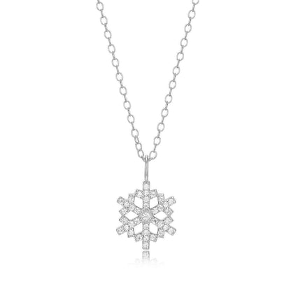 M by Monte Luna 1/8 ct. tw. Lab-Grown Diamond Snowflake Pendant in Rhodium Plated Sterling Silver