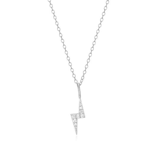 M by Monte Luna 1/10 ct. tw. Lab-Grown Diamond Lightning Bolt Pendant in Rhodium Plated Sterling Silver
