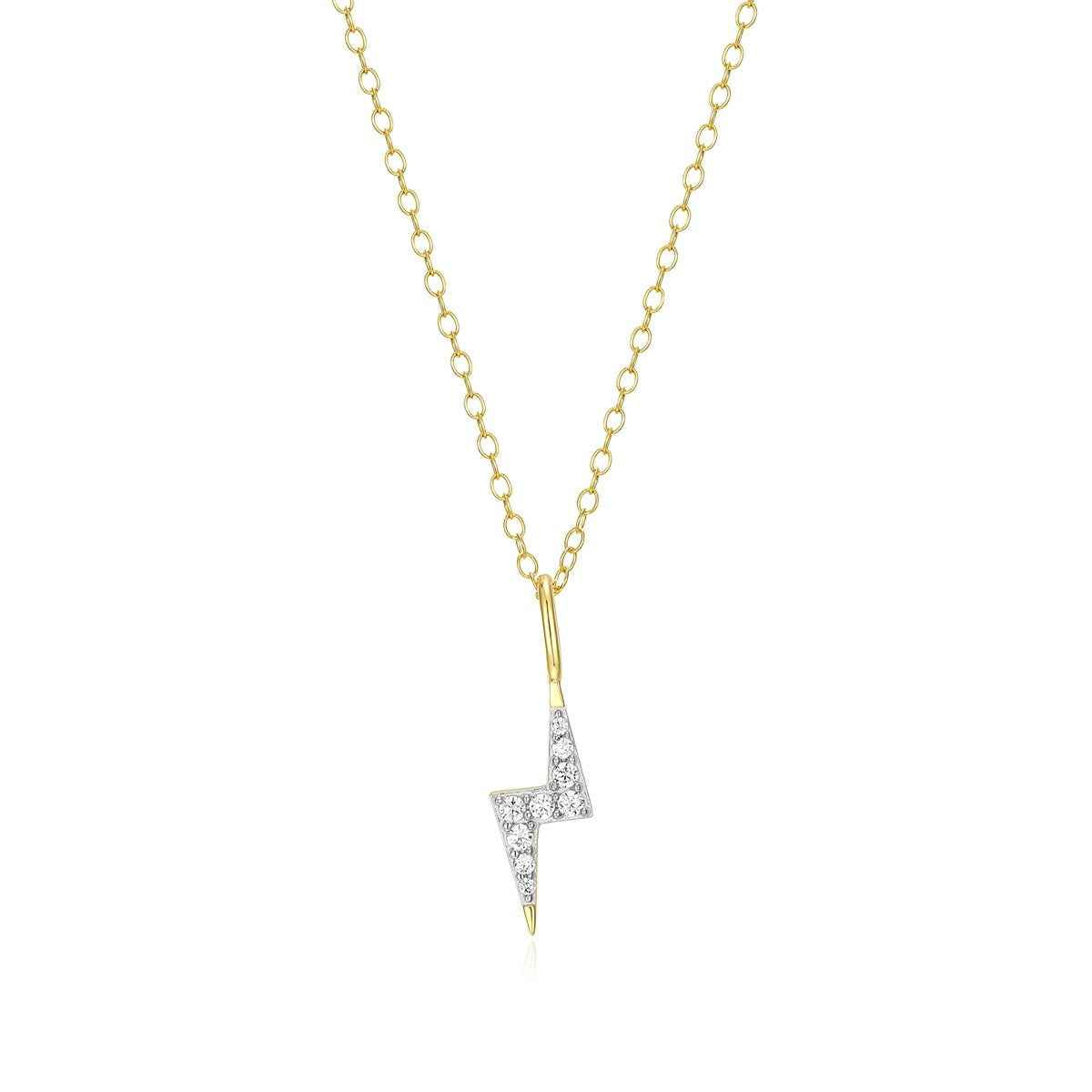 M by Monte Luna 1/10 ct. tw. Lab-Grown Diamond Lightning Bolt Pendant in 14K Yellow Gold Plated Sterling Silver