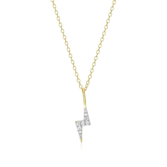 M by Monte Luna 1/10 ct. tw. Lab-Grown Diamond Lightning Bolt Pendant in 14K Yellow Gold Plated Sterling Silver