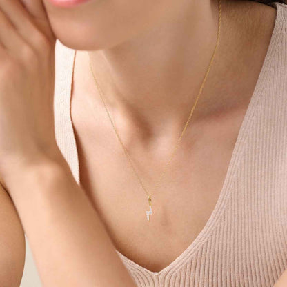 M by Monte Luna 1/10 ct. tw. Lab-Grown Diamond Lightning Bolt Pendant in 14K Yellow Gold Plated Sterling Silver front view
