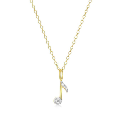 M by Monte Luna Lab-Grown Diamond Accent Eighth Note Pendant in 14K Yellow Gold Plated Sterling Silver